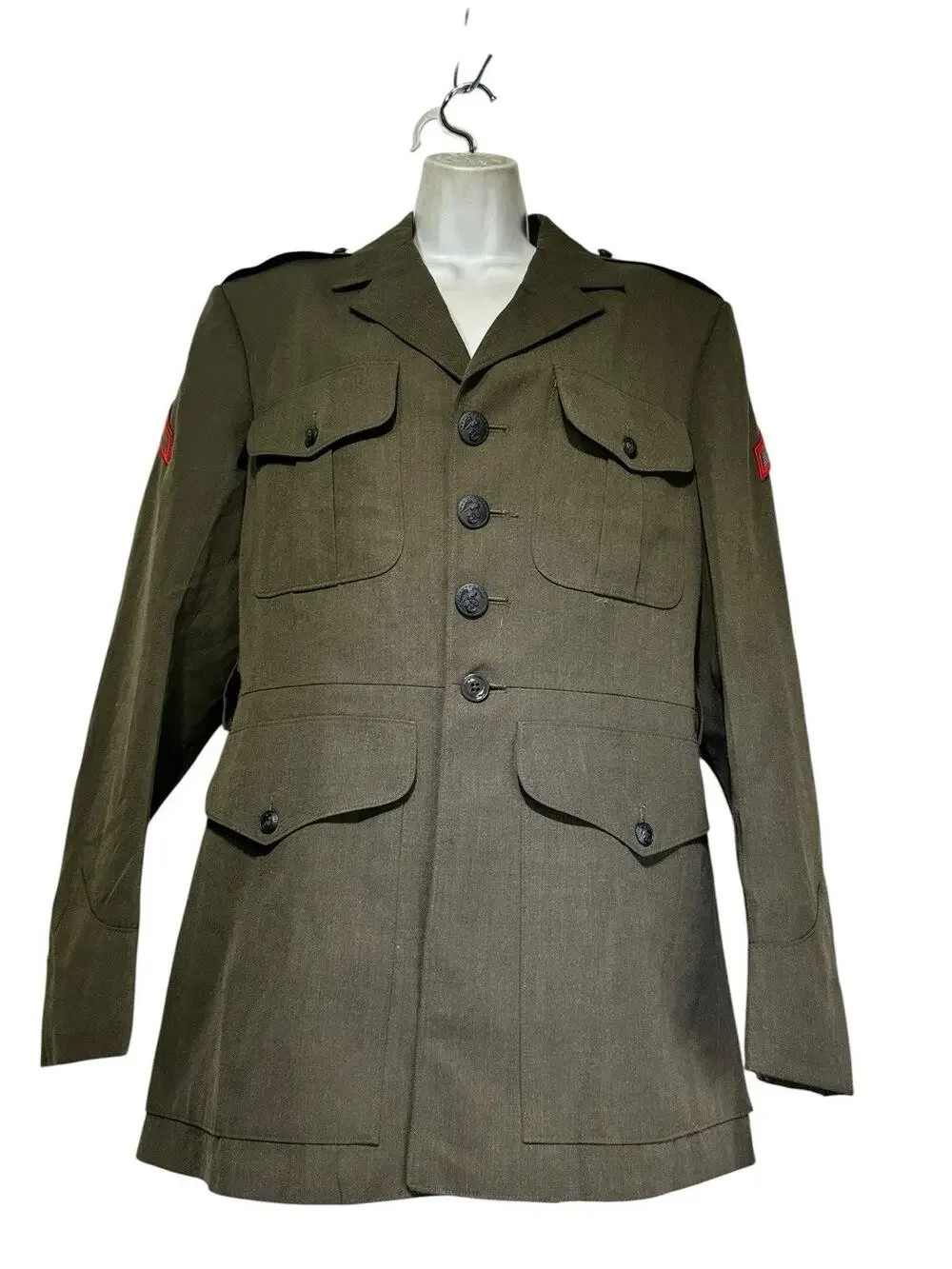 Vintage US Marine Corps Military Men’s Green Coat Class A Dress Uniform Size 43L